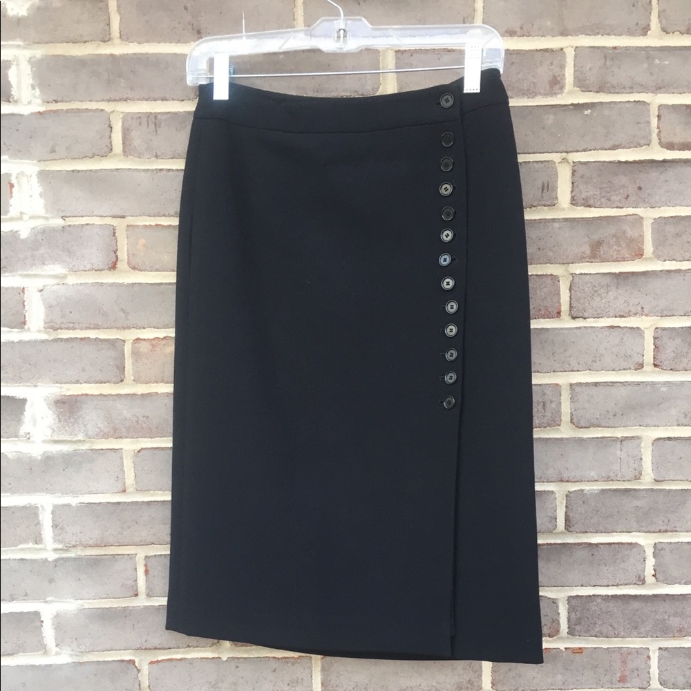 Lined Straight Skirt w/Button Detail